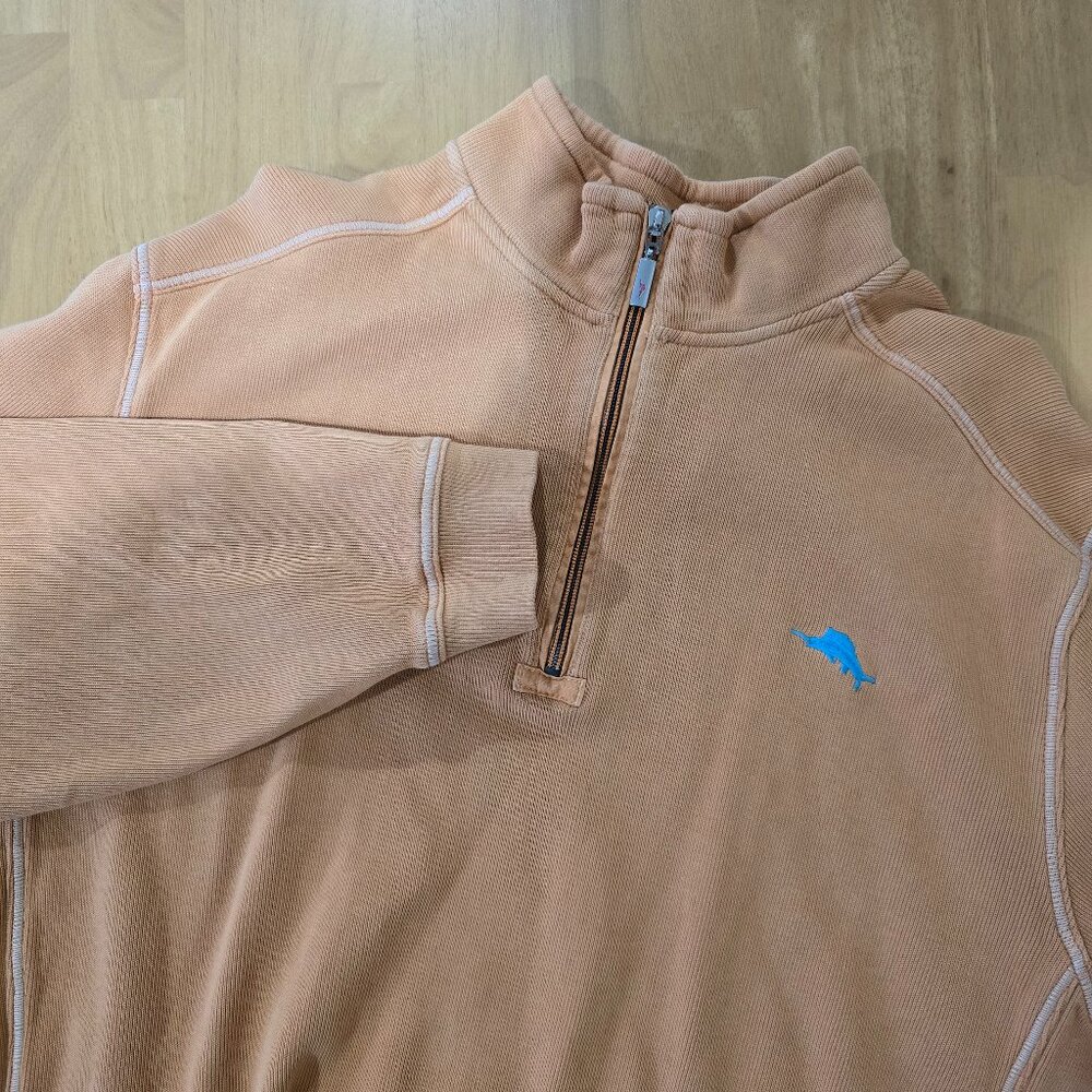 Tommy Bahama Relax Men's Marlin Logo‎ Quarter Zip Pullover Shirt Orange XL